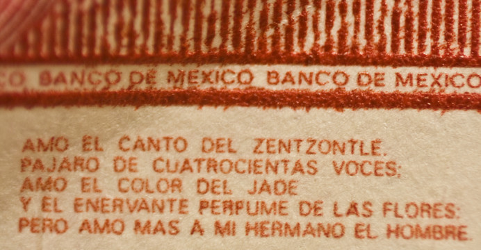 Poema en Billete de $100 Pesos mexicanos por nextick